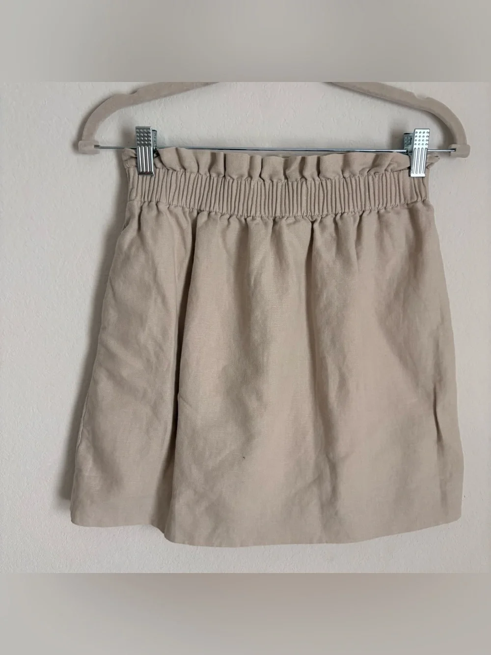 J. Crew Beige Paperbag Waist Mini Skirt size 2